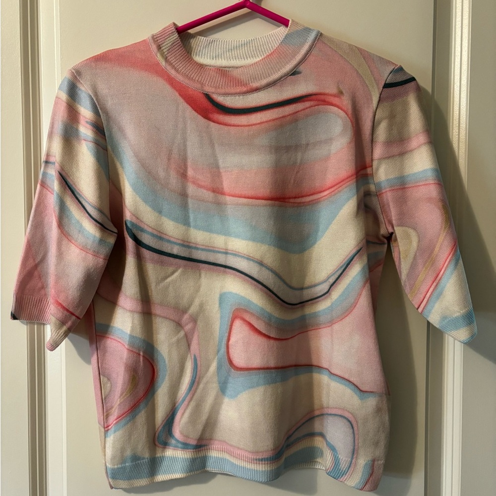Anthropologie Pink Pastel Y2K Sweater Shirt